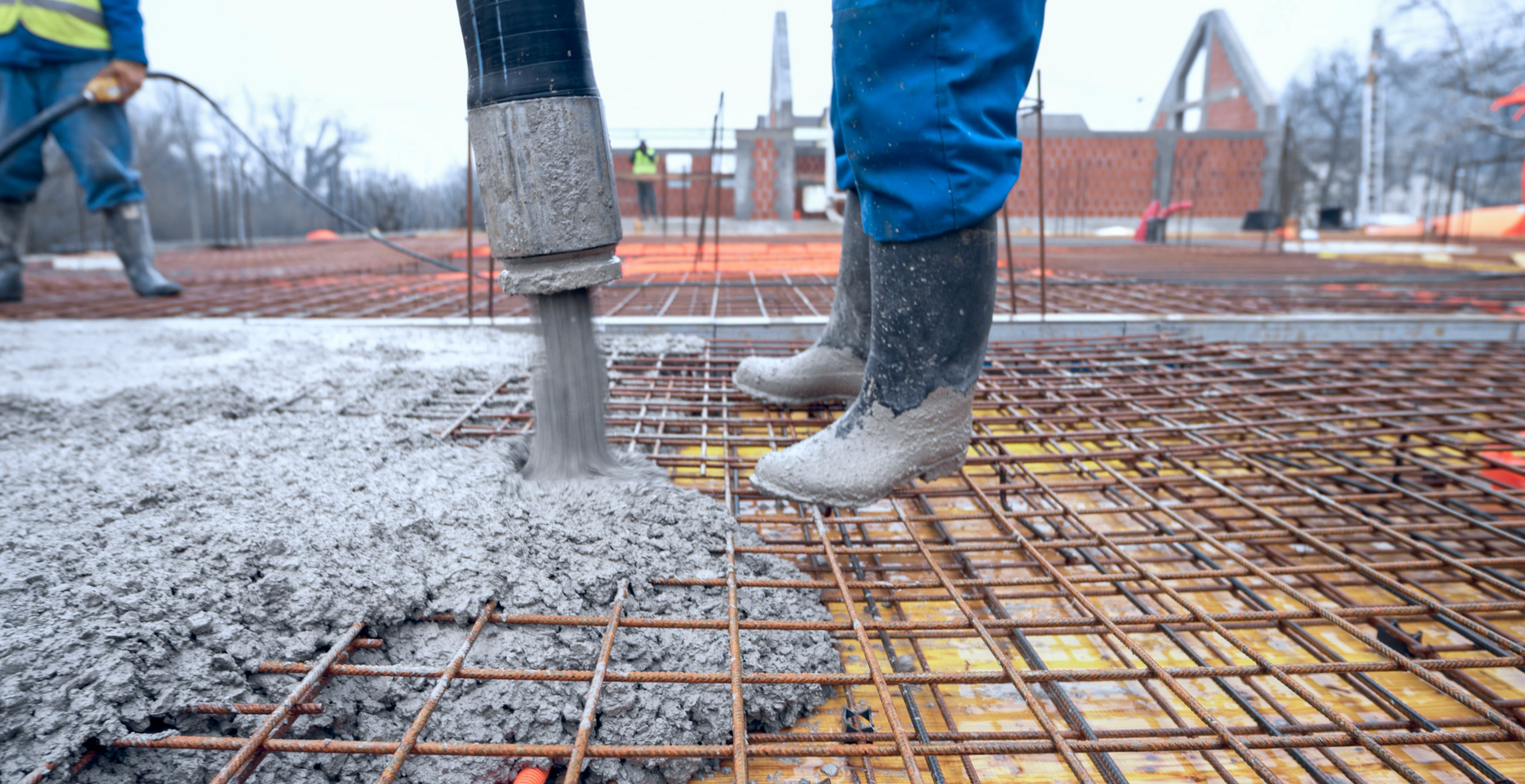 Foundation pour over rebar grid