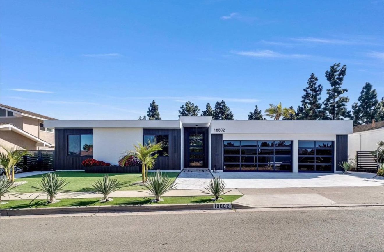 Finished Irvine custom home — modern single-story with dark cladding
