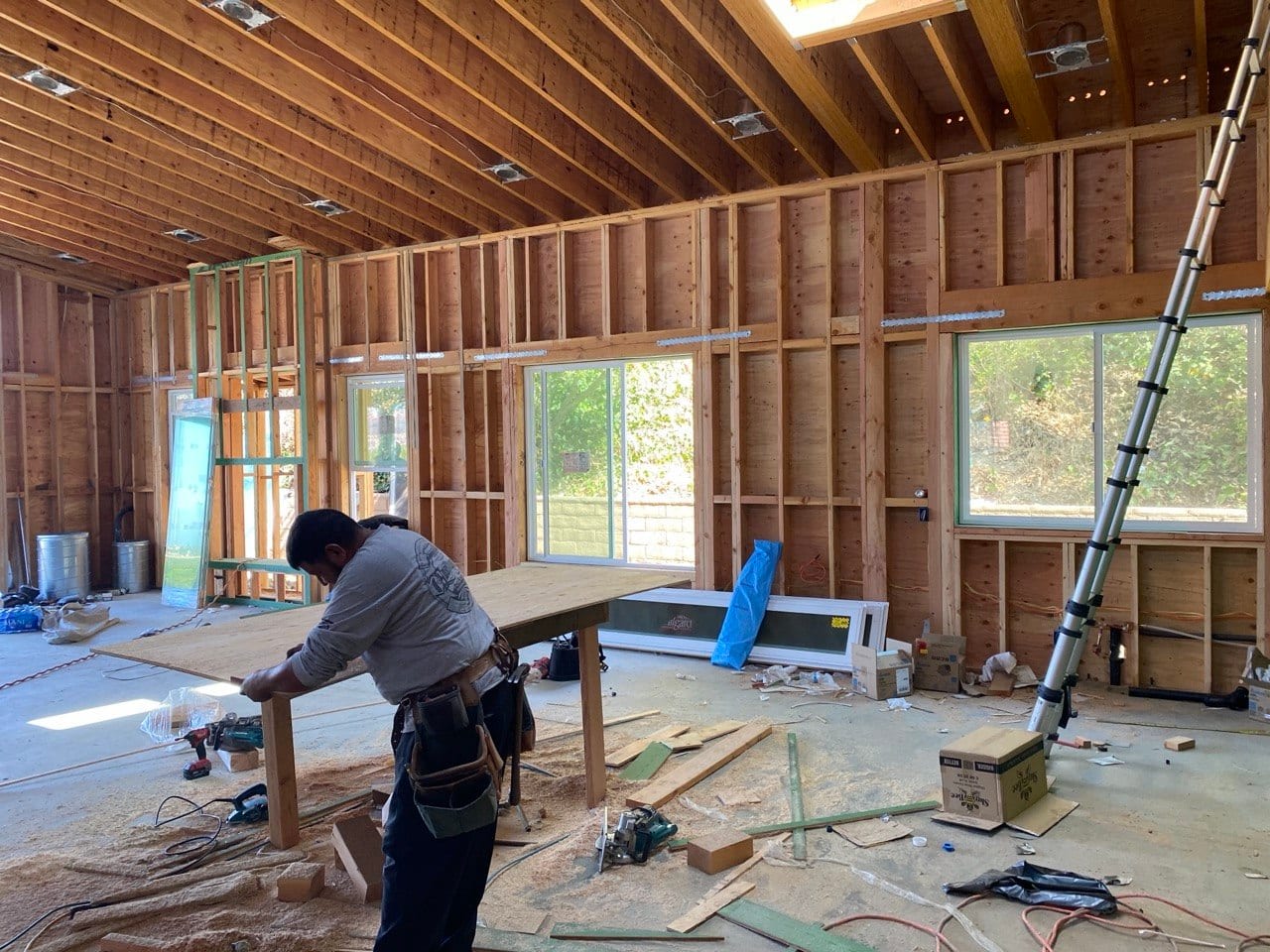 Vaulted interior framing with ridge beam — Laguna Niguel residence